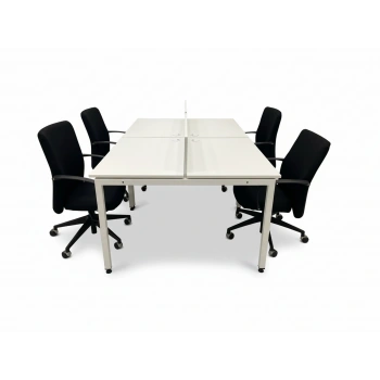 4 Kişilik Beyaz Çoklu Çalışma Masası Workstation