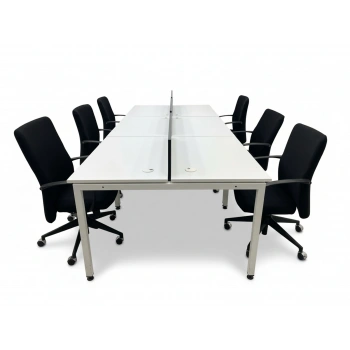 6 Kişilik Beyaz Çoklu Çalışma Masası Workstation