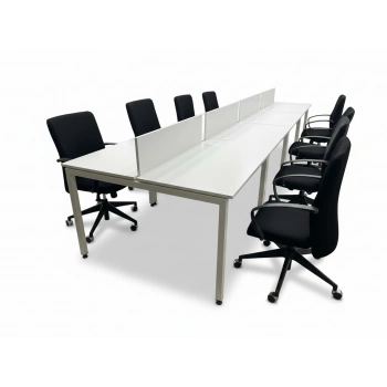 8 Kişilik Beyaz Workstation Çoklu Çalışma Masası