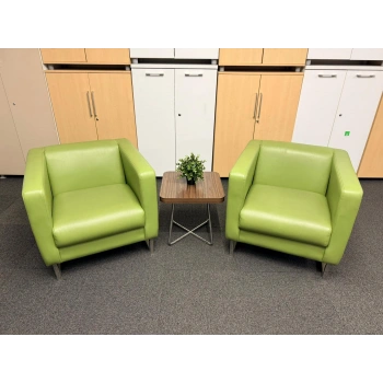 Yeşil Deri Berjer Misafir Bekleme Koltuğu