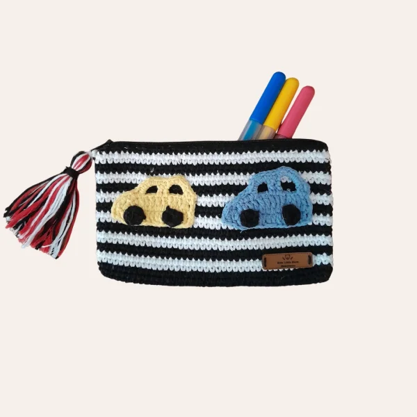 %100 Pamuk Tığ işi çocuk çanta / kalemkutu