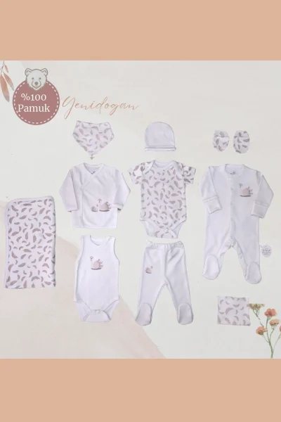 10 lu Baby Swan %100 Pamuk Yenidoğan Hastane Çıkışı