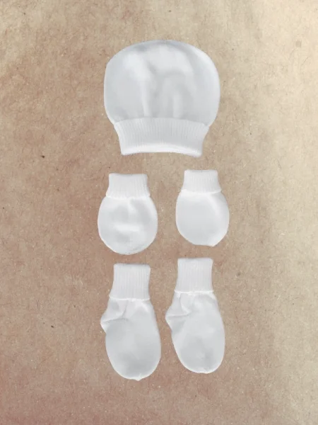 6 lı Beyaz Triko %100 Organic Pamuk Yenidoğan Hastane Çıkışı (0-3 Ay)