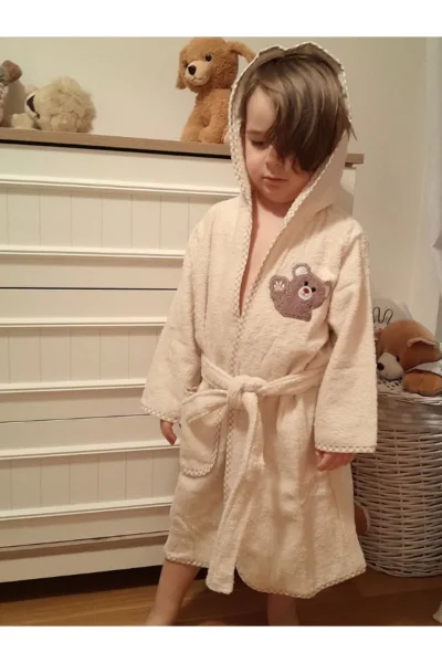 %100 Pamuk Ayıcıklı Kız Erkek Bebek & Çocuk Bornoz