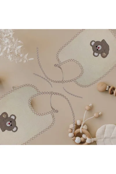 %100 Pamuk Ayıcık Nakışlı Bebek Mama Önlük