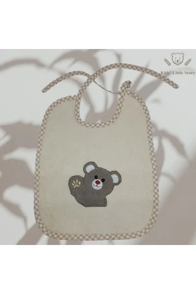 %100 Pamuk Ayıcık Nakışlı Bebek Mama Önlük