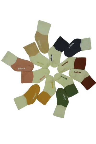 Biorganic 2li Kaymaz Havlu Bebek Çorap %100 Organik Pamuk (6-18 Ay )