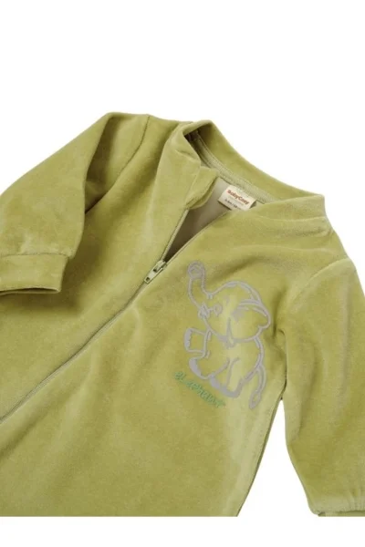 Babycosy Fıstık Yeşili Organik Fermuarlı Kadife Tulum (3-24 AY)