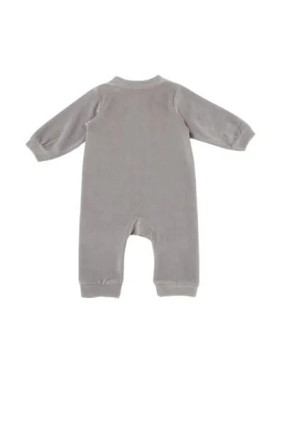 Gri Kadife Fermuarlı Organik Bebek Tulum (3-24 Ay)