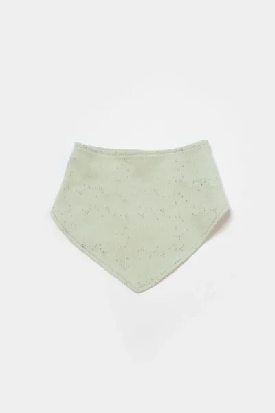 2 li Mama fular önlük- %100 Organik Tiny Birds Ekru Yeşil