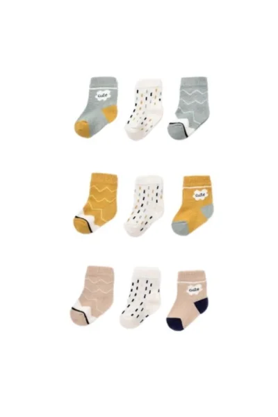 3 lü Desenli Yenidoğan Bebek Çorap %100 Organik Pamuk (0-3 Ay)