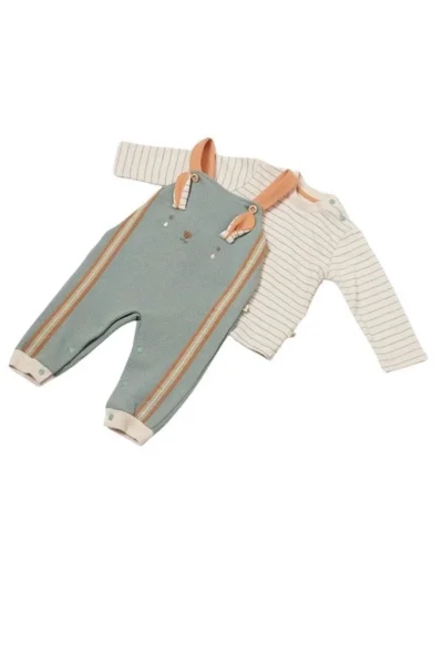 Salopet,uzunkol t-shirt cool lines bunny %100 Organik Pamuk (3-12 Ay)