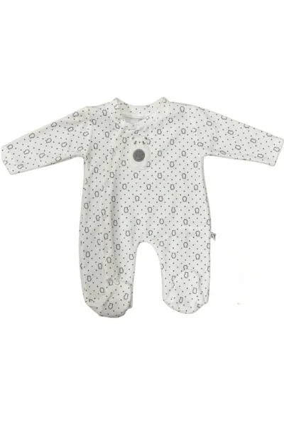 Kadife Ayıcık Desenli Ayaklı Tulum Ekru (3-9 AY)