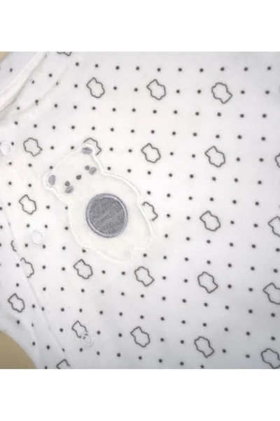 Kadife Ayıcık Desenli Ayaklı Tulum Ekru (3-9 AY)
