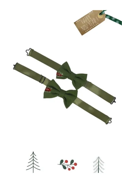 Erkek Çocuk Yeşil Nakışlı Papyon