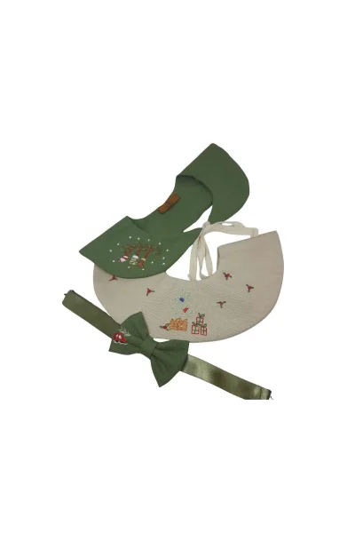 Erkek Çocuk Yeşil Nakışlı Papyon