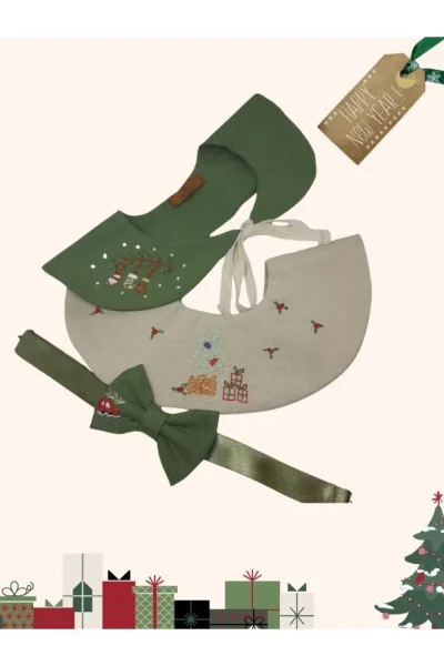 Kız Çocuk Yeşil Nakışlı Elbise Yakası Yeşil (1-8 Yaş )