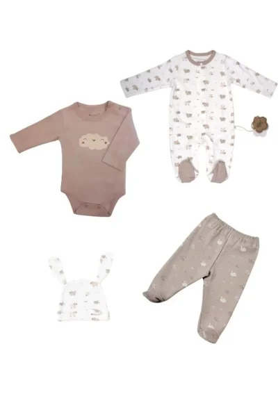 4lü Tül Saklama Kılıflı Curly Sheep Organik Yenidoğan Hastane Çıkışı ( 56cm)