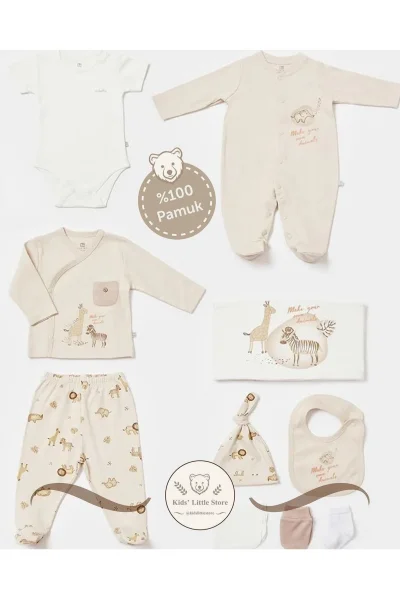 10 Lu Animals Kingdom %100 Pamuk Hastane Çıkışı Yenidoğan (56 CM)