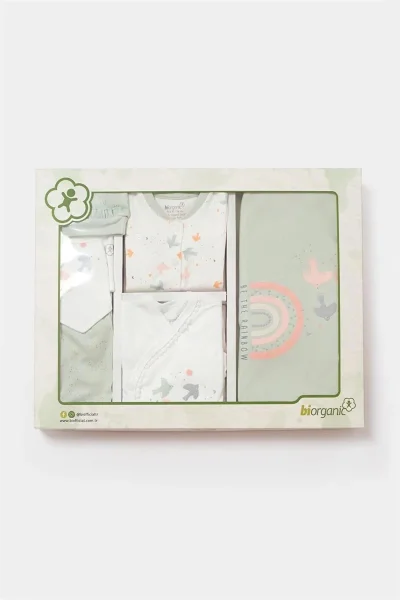 10lu %100 Organik Pamuk Tiny Bird Yenidoğan Hastane çıkışı 56cm (0-3 Ay)