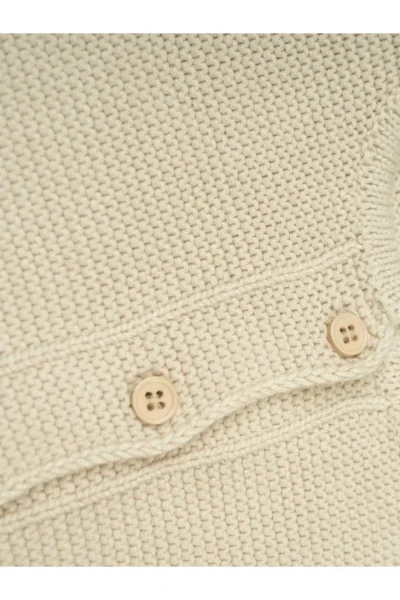 Bej Önden Düğmeli %100 Pamuk Triko Bebek Hırka