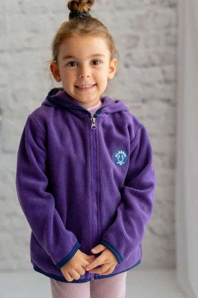 Mor Fermuarlı Polar Sweatshirt / Hırka (3-14 Yaş)