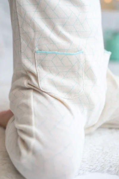 Mavi Ekru Yakadan ve Ağdan Çıtçıtlı % 100 Pamuk Tulum (3-24 Ay)