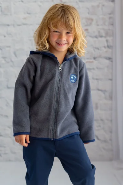 Unisex Antrasit Polar Fermuarlı Sweatshirt (3-14 Yaş)