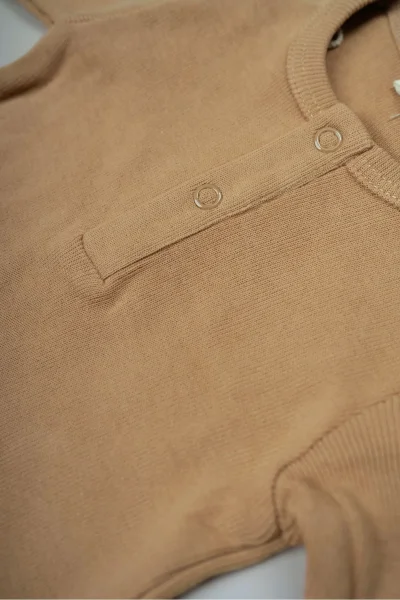 Bej %100 Organik Pamuk (GOTS) Çıtçıtlı Tulum 0-24 Ay