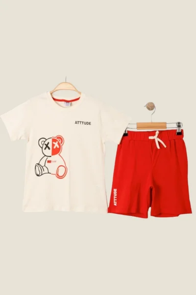 Ayıcık Baskılı Şortlu Takım (3-6 Yaş )