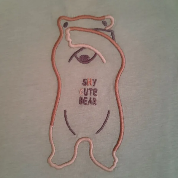 Ayıcık Nakışlı Yeşil T-shirt