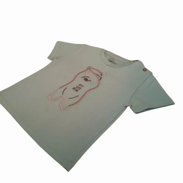 Ayıcık Nakışlı Yeşil T-shirt