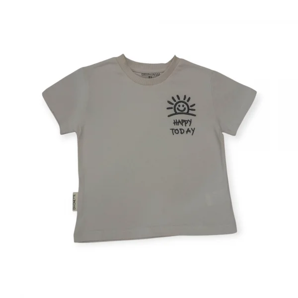 Bej Güneş İşlemeli Erkek Çocuk T-Shirt ( 2-5 Yaş )