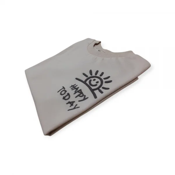 Bej Güneş İşlemeli Erkek Çocuk T-Shirt ( 2-5 Yaş )