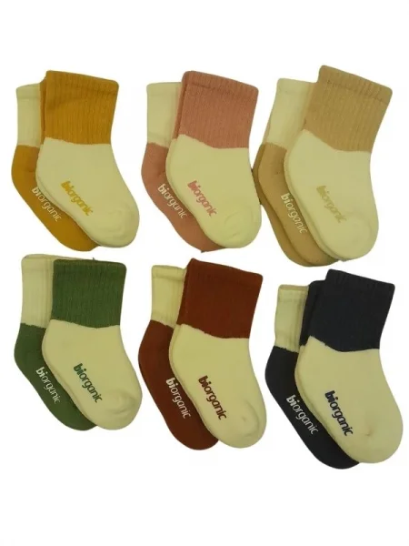 Biorganic 2li Organik Kaymaz Havlu Bebek Çorap %100 Organik Pamuk (6-18AY)