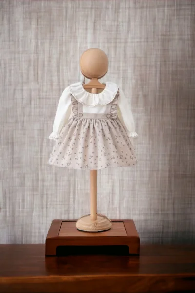 Çiçek Baskılı Keten Salopet Elbise (6 - 24 Ay )