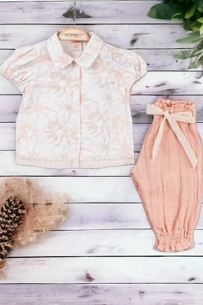 Çicekli Kız Bebel İkili Takım ( 9 - 24 Ay )