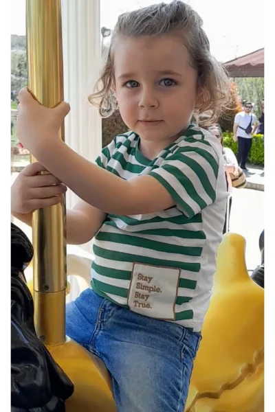 Çizgili Yeşil Çocuk T-Shirt ( 2-5 Yaş )