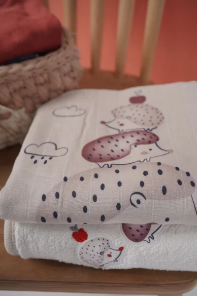 Clouds Are Happy Müslin Örtülü %100 Pamuk Havlu Set (80x83cm)