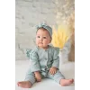 Kız Bebek Mint Organik Pamuk Omuzdan Fırfırlı Tulum ve Bandana Takım (0-24 Ay)