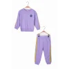 Kız Çocuk Lila Rengi Şeritli Eşofman Takım