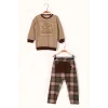 Erkek Çocuk Baskılı Yeşil Bej Ekoseli İkili Takım ( 2- 7 yaş )