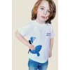 Balina Baskılı Erkek Çocuk Beyaz Mavi T-shirt ( 1- 5yaş )