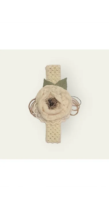 Çiçekli Kız Bebek Naturel Saç Bandı