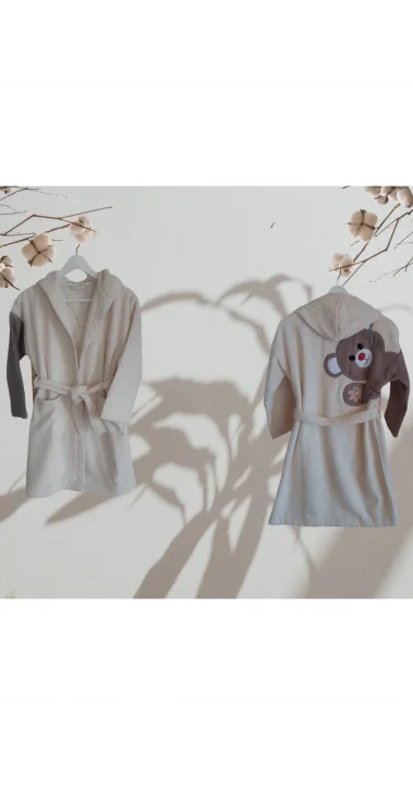 %100 Pamuk Ayıcıklı Bornoz ( 13- 16 Yaş )