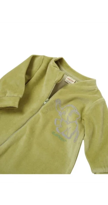 Babycosy Fıstık Yeşili Organik Fermuarlı Kadife Tulum (3-24 AY)
