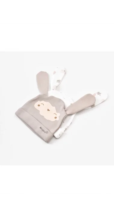 2 Li Curly Sheep Bebe Şapka %100 Organik Pamuk