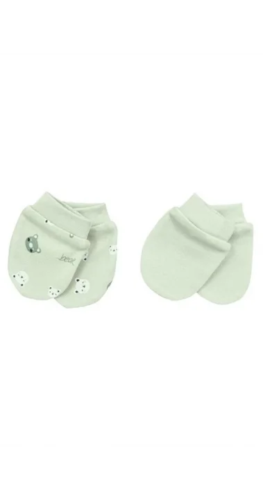 Biorganik 2 li bebe eldiven huge me bear - yeşil %100 Organik Pamuk