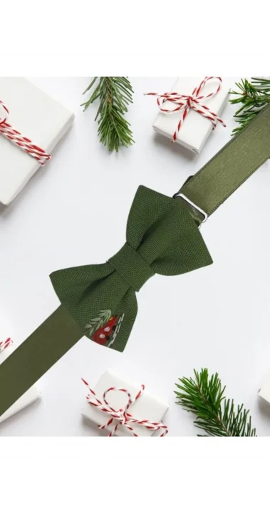 Erkek Çocuk Yeşil Nakışlı Papyon