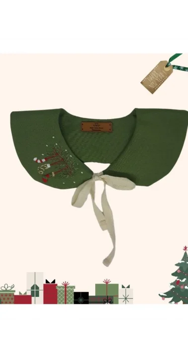 Kız Çocuk Yeşil Nakışlı Elbise Yakası Yeşil (1-8 Yaş )